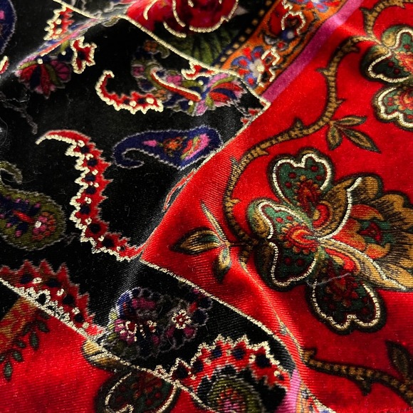 Black Velvet Floral Patchwork Artsy Boho Indie Eclectic Y2K Top Size M - Picture 5 of 8